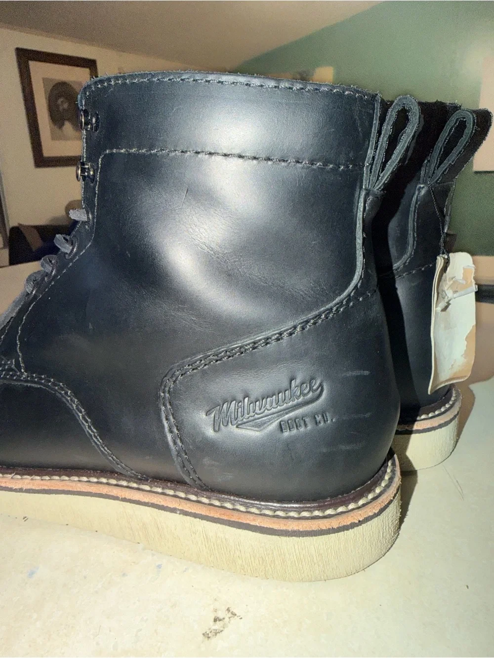 Milwaukee Boots Mens Brady Cap Toe Black  Leather Size 13